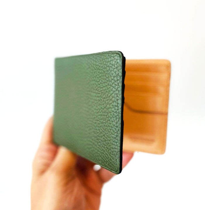 กระเป๋าสตางค์หนังวัวแท้-เกรนสีเขียว-wallet-bifold-grainy-leather-green