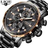 New Sport Chronograph Mens Watches Top nd Luxury Full Steel Quartz Clock Waterproof Big Dial Watch Men Montre Homme