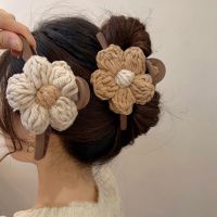 【YF】✧  Woolen Weave Flowers Hair Clip Clamp Fashion Ponytail Crab Claw Woman Accessori