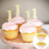 16 pcs Gold Pink 1 กระดาษเค้ก Cupcake Toppers First 1st Boy Girl Birthday Party ตกแต่ง My I AM One Year Anniversary-rangse22