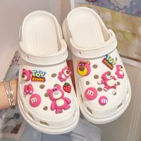 Disney Strawberry Bear Suit Shoe Buckle Shoes Charm DIY Slippers Accessories Croc Charms PVC Decorations Clogs Kids X-mas Gifts