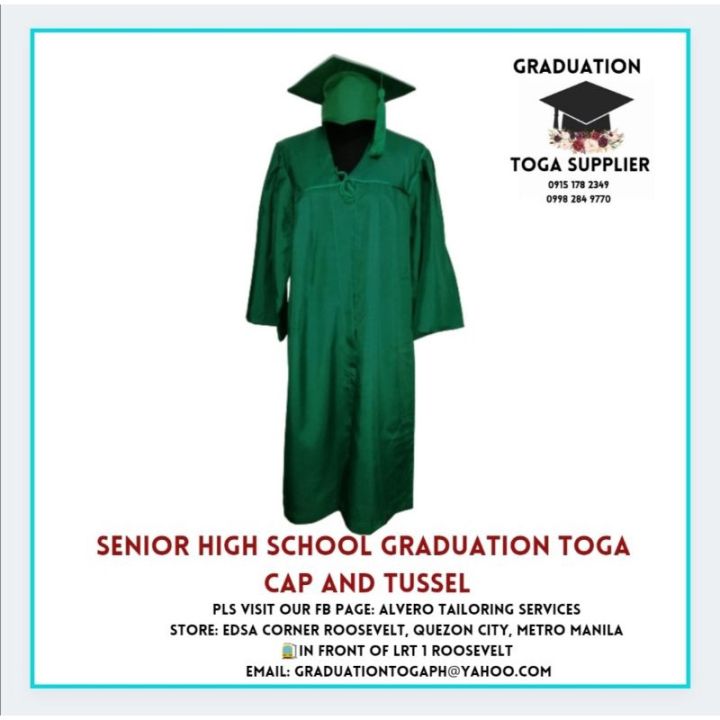 GHY-unisex cap, toga, tussel emerald green senior high school ...