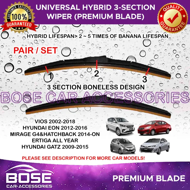 Premium Hybrid Wiper Toyota Vios 2002 2018 / Hyundai Eon 2012 2016