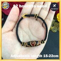 สร้อยข้อมือลูกปัด Dzi สไตล์ทิเบตใหม่สำหรับผู้ชายและผู้หญิง316L เหล็กไทเทเนียมไม่ซีดและสามารถปรับขนาดของสร้อยข้อมือถักเพื่อเก็บเกี่ยวความโชคดีและความมั่งคั่งเพื่อแก้ปัญหาภัยพิบัติ