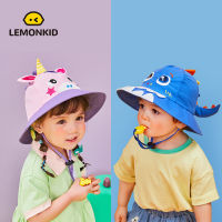 Lemonkid ผ้ากันuv มีสายรัดคาง ปรับขนาดได้ มีนกหวีด หมวกเด็ก หมวกป้องกันแสงแดด สำหรับเด็ก 1-6 ปี LK222004082915