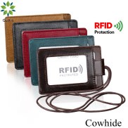 QuXis Dây Đeo Thẻ Chống RFID Bằng Da Bò Mới 2022 Ví Đựng Thẻ Bằng Da Thật
