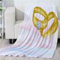 Golden ring dazzling diamond 3D wall Plush Fleece Blanket picnic sofa