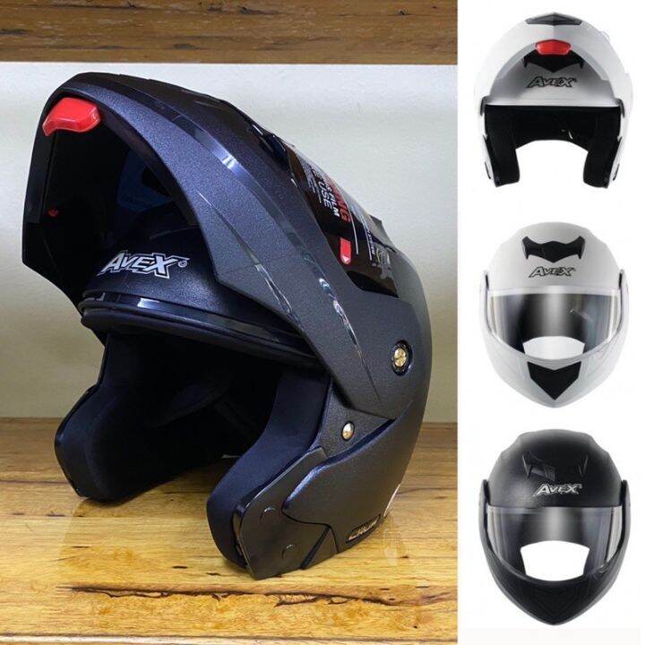 B-Helmet - หมวกกันน็อคยกคาง Avex CRUX นวมถอดซักได้ กระจกดำ | Lazada.co.th