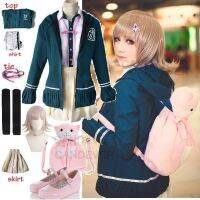 {AH Department Store}Chiaki Nanami เครื่องแต่งกายคอสเพลย์ Danganronpa 2กระเป๋าเป้สะพายหลัง H Eadwear วิกผมชุดนักเรียนญี่ปุ่นอะนิเมะฮาโลวีนสำหรับผู้หญิงสาว