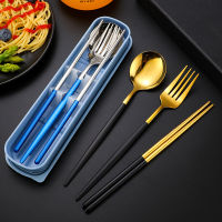 3 Pcs Dinnerware Set Stainless Steel Eco-friendly Spoon Fork Chopsticks Travel Metal Cutlery Set Portable