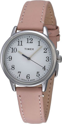 Timex Womens Easy Reader Leather Strap 30mm Watch Blush/Silver-Tone