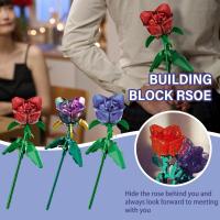 Valentines Day Rose Bouquet Decoration Tulip Assembly Gift Block Building Decoration Childrens Toy C9D7