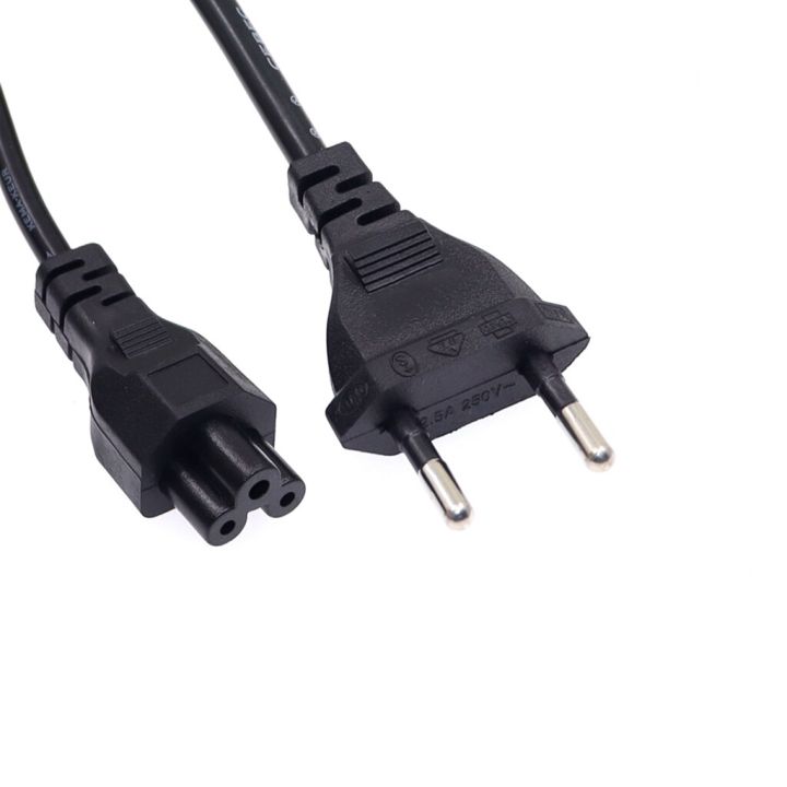 3 Prong Power Cord EU US Plug Laptop PC Supply Adapter Cable For