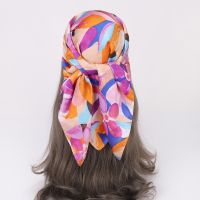 【CC】◇☁  70x70cm Floral Print Scarf Decorate Small Headscarf Thin Hair Band Silk Shawl Wrap Hijab