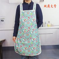 Shoulders apron vest type floral PVC apron waterproof and oil kitchen household cleaning large