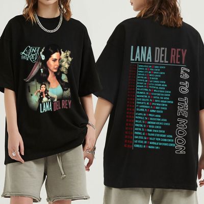 90s Singer Lana Del Rey La To The Moon Tour Print T-shirts Vintage Hip Hop Casual T Shirt Streetwear Fashion Harajuku Tee Shirt