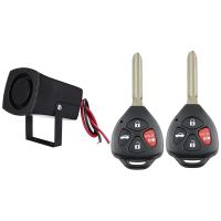 1 Pcs Horn Ring Alarm System Siren Speaker Sound Alarm Speaker &amp; 2 Pcs Car Smart Remote Key 4 Button