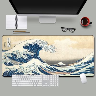 Japan Great Waves Art Locking Edge Large Rubber Mouse Pad Mousepad Mat for Csgo Dota