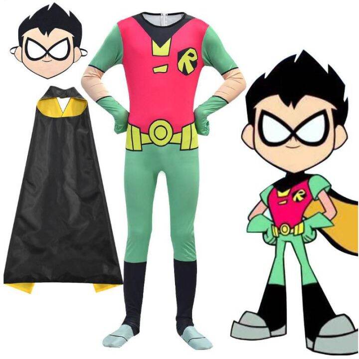 Anime Teen Titan Robin Costume Comic Superhero Cosplay Jumpsuit Fancy ...