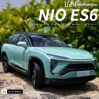 1:24 NIO ES6อัลลอยด์โมเดลรถยนต์พลังงานใหม่ของเล่นยานพาหนะโลหะไฟฟ้าของเล่นโมเดลรถยนต์จำลองเสียงและเบาของขวัญสำหรับเด็ก