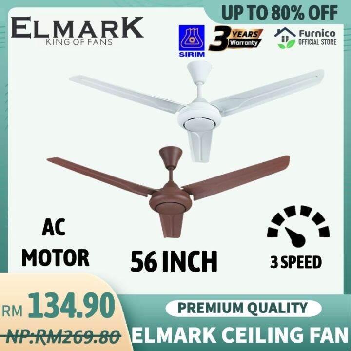 56" ELMARK 3 BLADE CEILING FAN WITH REMOTE CONTROL KIPAS SILING CEILING