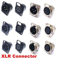 1pcs 3456 pin Male/Female Black/Silver Metal Square XLR Speaker Panel mount socket Connector