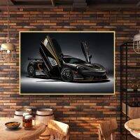 Modern Super Cool Black Gold Rim กีฬารถแข่งโปสเตอร์และพิมพ์ภาพวาดผ้าใบ Wall Art รูปภาพสำหรับตกแต่งห้องนั่งเล่น New