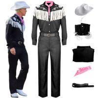 【hot】◆❈❈  Movie Ryan Gosling Costume Adult Men Cowboy Shirt Pants Hat Scarf Performance Uniform