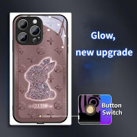 มก. สวิตช์อัปเกรดใหม่ไฟ LED แก้วสแปร์พาร์ทสำหรับ iPhone เคสโทรศัพท์15pro 15Ultra 14Promax 14Plus 13 13Pro 13Promax 12ProMax 11สำหรับเคสโทรศัพท์ไอโฟน7Plus 8Plus XR XS X XSMAX 11ProMax 11pro 12 12pro 7 8พิมพ์กระต่ายส่องแสง