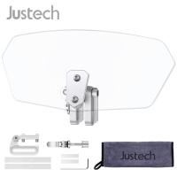 ◎ Justech ปรับได้กระบังลมกระจกบังลมกระจกรถจักรยานยนต์สากลสำหรับการขยายฮอนด้าคาวาซากิ Deflector โปร่งใส