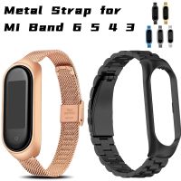 สายนาฬิกาโลหะสำหรับ Mi Band 6 5 4สายรัดข้อมือกีฬาสำหรับ Miband 6 5 4 3อะไหล่สายระบายอากาศสำหรับ Miband 6 5 4 3