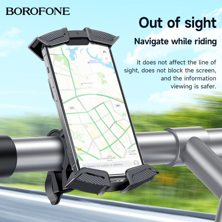 borofone-bh72-ฉากยึดรถจักรยานยนต์ฐานยึดจักรยาน-กันกระแทก-360หมุนได้อเนกประสงค์ที่จับที่ใส่โทรศัพท์ในจักรยานอุปกรณ์เสริมเหมาะสำหรับโทรศัพท์มือถือขนาด4-5-6-7นิ้ว