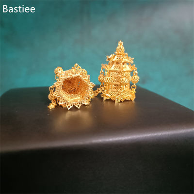 Bastie S999เงินต่างหูทองชุบทอง Hollow Out Palace โคมไฟ Hanfu งานแต่งงาน Eardrop Miao ชาติพันธุ์ปิดทองฝีมือ
