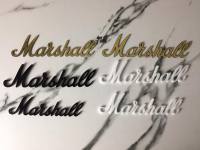 โลโก้ Marshall (เหมือนแท้) ติดตู้ลำโพงDIY ติดตู้แอมป์กีต้าร์ logo มาแชล สีเหมือนแท้ ตัดด้วยระบบเลเซอร์ มีหลายขนาดให้เลือก โลโก้แผ่นโลมาร์ค