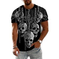 Vintage Horror 3d Skull Print Mens T-shirt Summer Classic Casual O Neck Short Sleeve Fashion Loose Oversized Tops Tee S