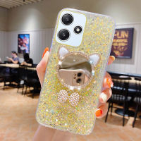 KOSLAM เคสโทรศัพท์กระจกแต่งหน้าหูแมวน่ารักและน่าสนใจสำหรับ Redmi 12 4G 5G 12C 10C Note 12G 5G 12 Pro 5G 12 Pro + 5G Note 11 4G 11S 11 Pro คลังสินค้าพร้อมปลอกโทรศัพท์มือถือ TPU นิ่มสไตล์ใหม่4G 5G