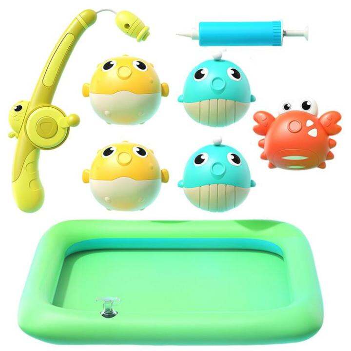 Fishing Game Bathtub Toy with with Wind Up Fish Crab Bath Toy