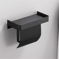 Toilet Paper Holder Wall Self Adhesive Anti-Rust Stainless Steel Toilet Roll Holder with Phone Shelf for Bathroom &amp; Kitchen