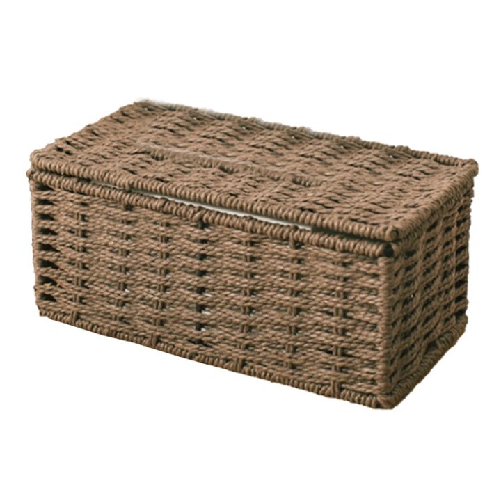 2x-rattan-tissue-box-vintage-napkin-holder-case-clutter-storage-container-cover-coffee-amp-beige