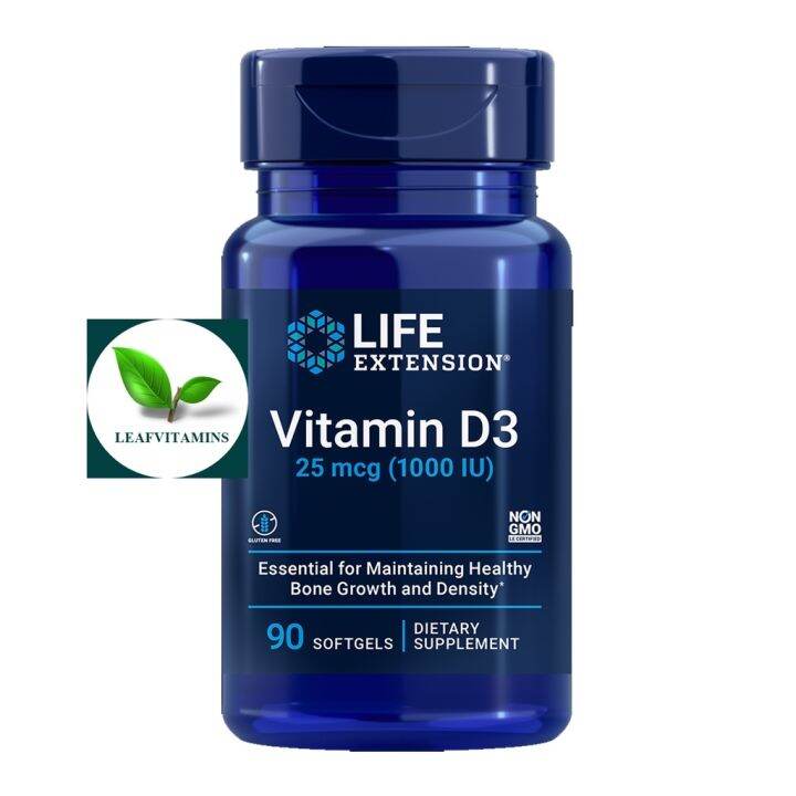 NEW Life Extension Vitamin D3 25 mcg (1000 IU) / 90 Softgels Lazada.co.th