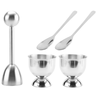 Egg Cracker Topper Set – Soft Hard Boiled Eggs Separator Tool – Include Spoons and Cups-Shell Remover &amp; Cutter-Steel Spoon &amp; Cup Holder – Cooker Accessory