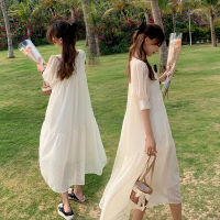 8032# Summer Thin Chiffon Maternity Full Long Dress Elegant Large Size Loose Clothes for Women Casual Chic Pregnancy