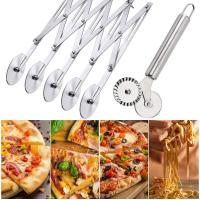 5 Wheel Pizza Cutter Pastry Cake Knife Stainless Steel Pies Waffles Dough Divider Cookies Expandable Baking Cutter Kitchen Tools