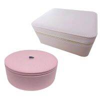 【cw】hot 10x10x4 cm Pink Leather Round Rectangle Jewelry Display Europe Diy Storage