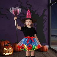 Witch Dress Kids Toddler Witch Costume Skirt Hats Broom Cosplay Outfits Toddler Tulle Dress Halloween Carnival Fancy Party for 2-8 Years Old Girl for sale