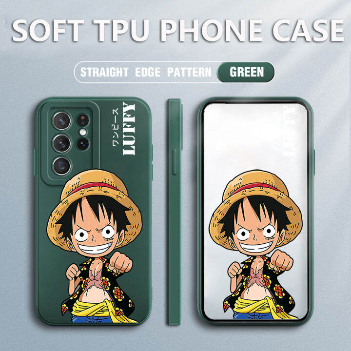 เคสโทรศัพท์-เคส-samsung-s21-ultra-5g-case-luffy-สแควร์ซอฟต์ซิลิคอนฟูลเฮาส์-ป้องกันการกระแทก-ฝาหลังยางกันกระแทก-สำหรับเด็กชายเด็กหญิง