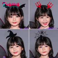 Headband Halloween Children Funny Headband Demon Wings Double-headed Fork Witch Hat Party Hair Accessory