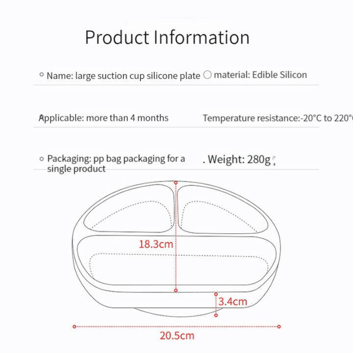 hamshmoc-จานอาหารค่ำซิลิโคนสำหรับเด็กซิลิโคนเกรดอาหารกันลื่นพร้อมหลอดดูดแบ่งทารกจานให้อาหารการเรียนรู้สำหรับเด็กทารก