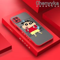 เคส Chenyyyka สำหรับ OPPO เคส A15 A35 A15s 4G แฟชั่นดินสอสีชินจันบางมีน้ำค้างแข็งโปร่งใสแข็งขอบสี่เหลี่ยมกันกระแทกรูปแบบปลอกซิลิโคนคลุมทั้งหมดเคสนิ่มป้องกัน