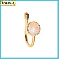 OVERCO ทองแดงทองแดง ที่ปิดจมูก เซอร์คอน แผ่นชุบทอง แหวนเจาะจมูกปลอม แฟชั่นสำหรับผู้หญิง ผีเสื้อรูปผีเสื้อ คลิปหนีบจมูก สำหรับผู้หญิง